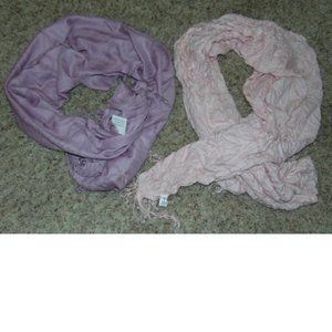 Womens Scarfs Shawl 2 Pc Set Pink Purple Fringed Neck Wraps Long Winter